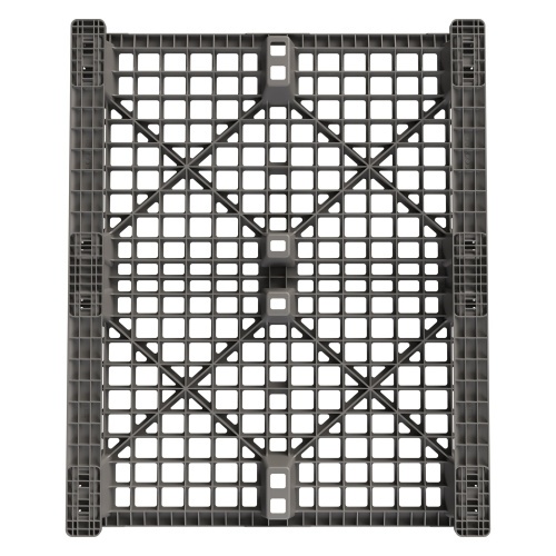 Пластиковый паллет 1200x1000x145 мм iPlast серый перфорированный на 2 полозьях с бортиком Пластиковый паллет 1200x1000x145 мм iPlast серый перфорированный на 2 полозьях с бортиком
