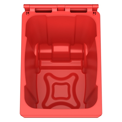 Мусорный контейнер 360 л iPlast красный 2-колёсный (д. 200 мм) с красной крышкой
