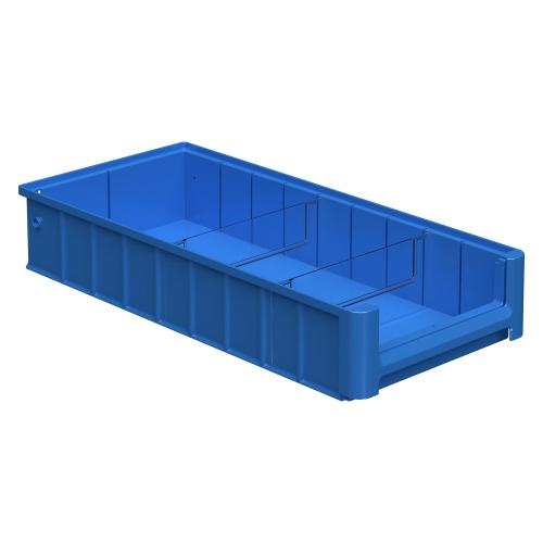 Полочный контейнер SK-5209 500х235х90 мм iPlast голубой с 2 поперечными перегородками и наклейкой 50х70 мм