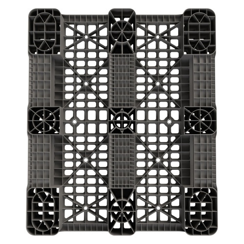 Пластиковый паллет 1200x1000x150 мм iPlast серый многооборотный перфорированный на 3 полозьях с бортиком