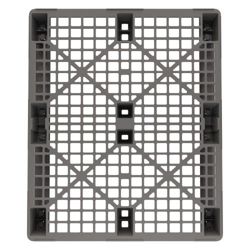 Пластиковый паллет 1200x1000x145 мм iPlast серый перфорированный на 2 полозьях с бортиком Пластиковый паллет 1200x1000x145 мм iPlast серый перфорированный на 2 полозьях с бортиком