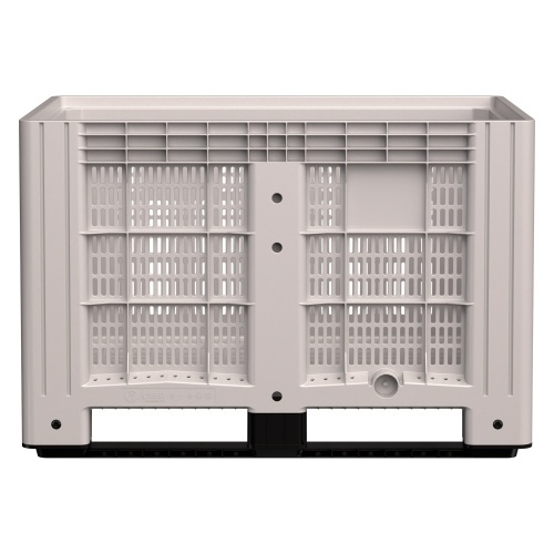 Большой контейнер 1200x800x800 мм iPlast iBOX светло-серый c перфорированными стенками и дном, на полозьях