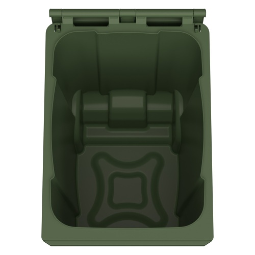 Мусорный контейнер 360 л iPlast зелёный 2-колёсный (д. 200 мм) с зелёной крышкой