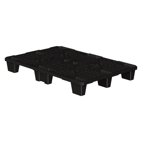 Пластиковый паллет 1200x800x140 мм iPlast чёрный ЭКО перфорированный на ножках с бортиком Пластиковый паллет 1200x800x140 мм iPlast чёрный ЭКО перфорированный на ножках с бортиком