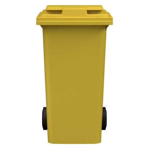 Мусорный контейнер 240 л iPlast жёлтый 2-колёсный (д. 200 мм) с жёлтой полипропиленовой крышкой