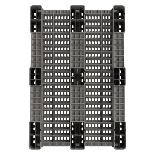 Пластиковый паллет 1200x800x150 мм iPlast серый перфорированный на 3 полозьях с бортиком Пластиковый паллет 1200x800x150 мм iPlast серый перфорированный на 3 полозьях с бортиком