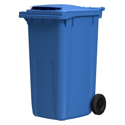 Мусорный контейнер 240 л iPlast тёмно-голубой 2-колёсный (д. 200 мм) с тёмно-голубой крышкой