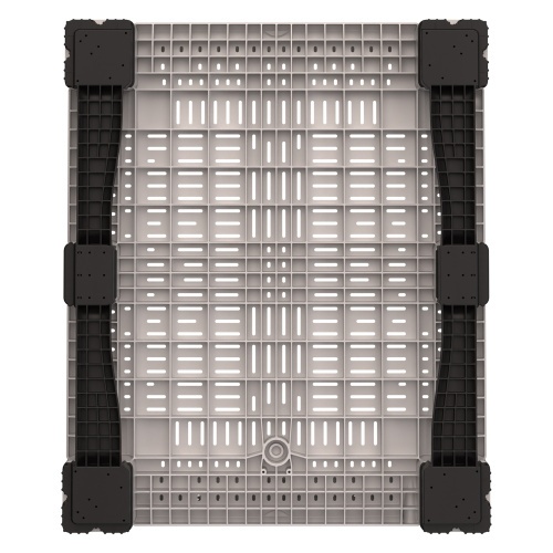 Большой контейнер 1200x1000x780 мм iPlast iBOX светло-серый c перфорированными стенками и дном, на полозьях