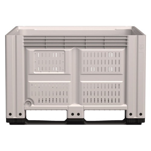 Большой контейнер 1200x1000x780 мм iPlast iBOX светло-серый c перфорированными стенками и дном, на полозьях