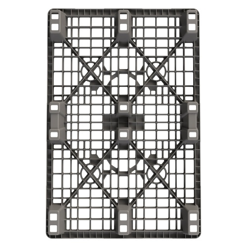 Пластиковый паллет 1200x800x140 мм iPlast серый перфорированный на ножках с бортиком Пластиковый паллет 1200x800x140 мм iPlast серый перфорированный на ножках с бортиком