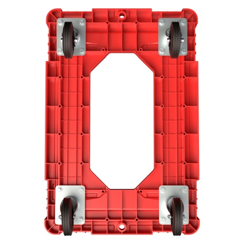 Складская тележка 620x420x185 мм iPlast красная 4-колёсная, без тормоза с отверстием