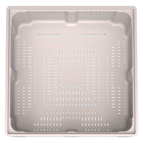 Большой контейнер 1130x1130x580 мм iPlast iBOX светло-серый c перфорированными стенками и дном, на ножках
