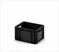 Пластиковый ящик 400х300х220 (EC-4322) черный с гладким дном - фото 1 предпросмотра