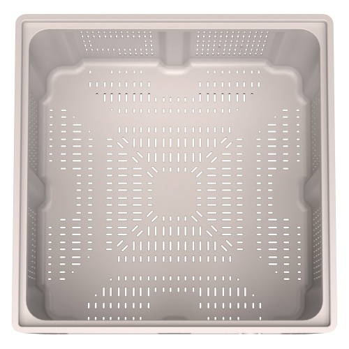 Большой контейнер 1130x1130x760 мм iPlast iBOX светло-серый c перфорированными стенками и дном, на ножках