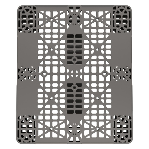 Пластиковый паллет 1200x1000x150 мм iPlast серый многооборотный перфорированный на 3 полозьях с бортиком