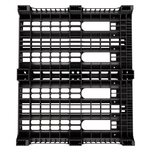 Пластиковый паллет BottleRack 1200х1000х380 мм iPlast чёрный ЭКО перфорированный на ножках с бортиком для бутылей Пластиковый паллет BottleRack 1200х1000х380 мм iPlast чёрный ЭКО перфорированный на ножках с бортиком для бутылей