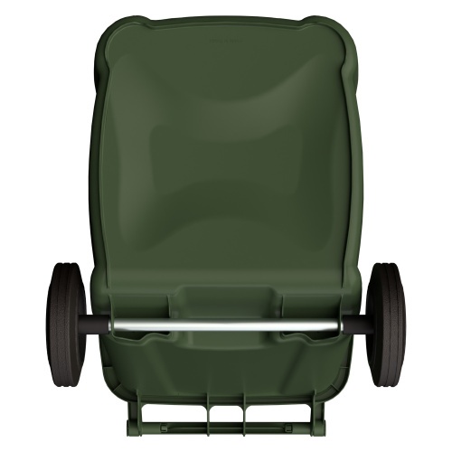 Мусорный контейнер 240 л iPlast зелёный 2-колёсный (д. 200 мм) с зелёной крышкой NEW (20.808)