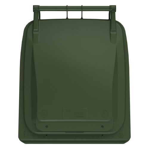 Мусорный контейнер 240 л iPlast зелёный 2-колёсный (д. 200 мм) с зелёной крышкой NEW (20.808)