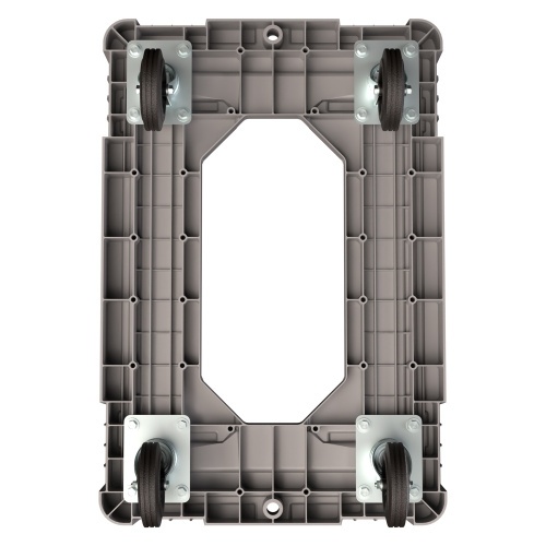 Складская тележка 620x420x185 мм iPlast серая 4-колёсная, без тормоза с отверстием