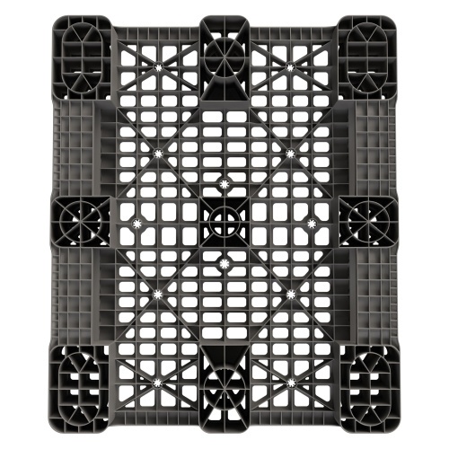 Пластиковый паллет 1200x1000x150 мм iPlast серый перфорированный на 2 полозьях с бортиком