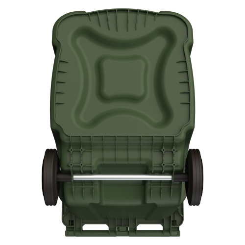 Мусорный контейнер 360 л iPlast зелёный 2-колёсный (д. 200 мм) с зелёной крышкой
