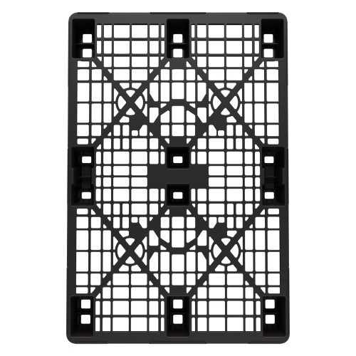 Пластиковый паллет 1200x800x140 мм iPlast чёрный ЭКО перфорированный на ножках с бортиком Пластиковый паллет 1200x800x140 мм iPlast чёрный ЭКО перфорированный на ножках с бортиком