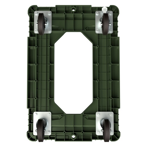 Складская тележка 620x420x185 мм iPlast зелёная 4-колёсная, без тормоза с отверстием