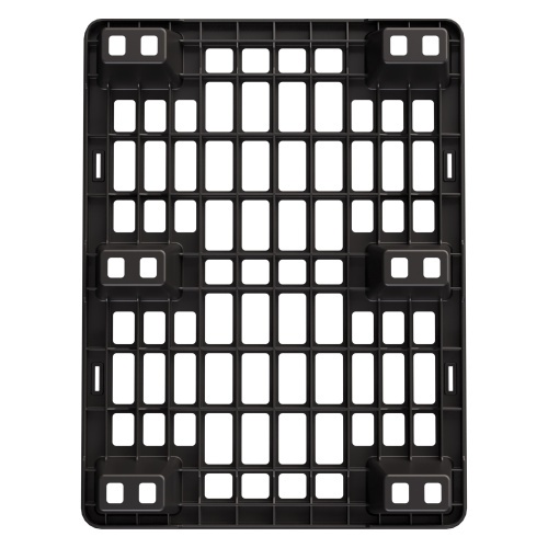 Пластиковый паллет 800x600x140 мм iPlast чёрный ЭКО перфорированный на ножках с бортиком Пластиковый паллет 800x600x140 мм iPlast чёрный ЭКО перфорированный на ножках с бортиком