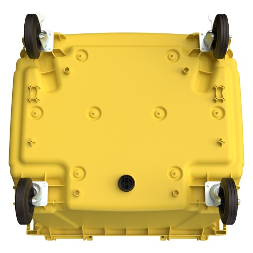 Мусорный контейнер 1100 л iPlast жёлтый 4-колёсный с жёлтой крышкой