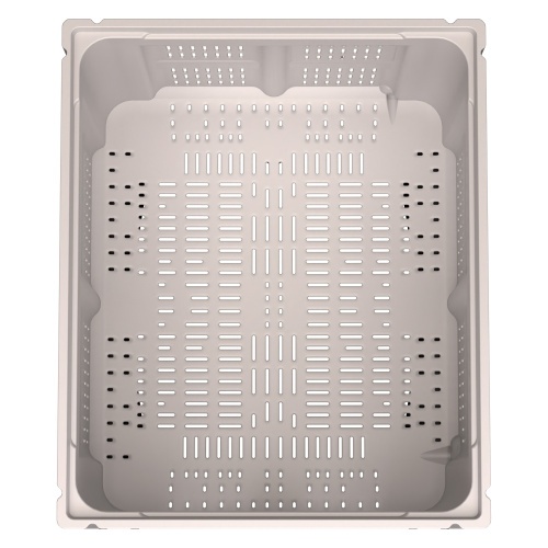 Большой контейнер 1200x1000x780 мм iPlast iBOX светло-серый c перфорированными стенками и дном, на полозьях